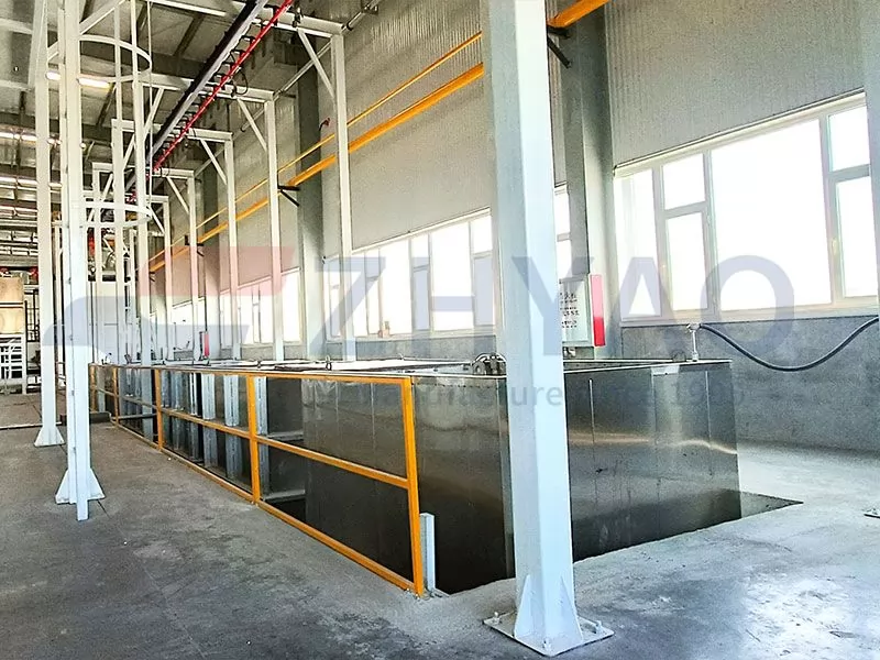 Automatic Powder Coating Line With Immersion Tank/Spray Pretreatment And Electric Chain Hoist