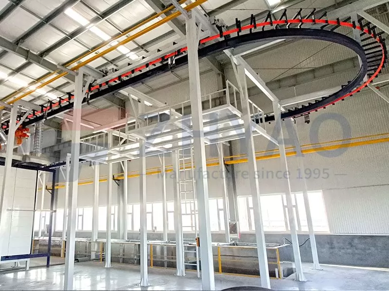 Automatic Powder Coating Line With Immersion Tank/Spray Pretreatment And Electric Chain Hoist