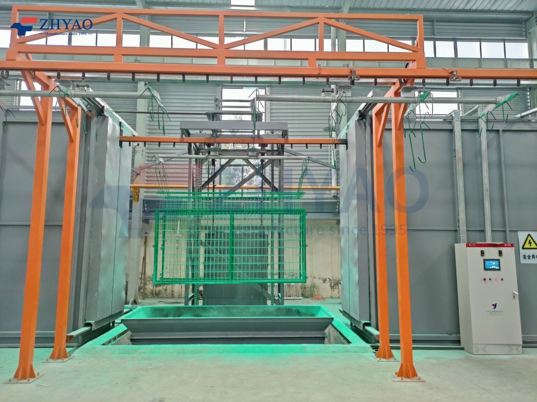 Application of spraying equipment in wire mesh products